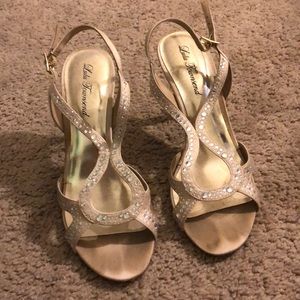 Tan strappy heels w/gems
